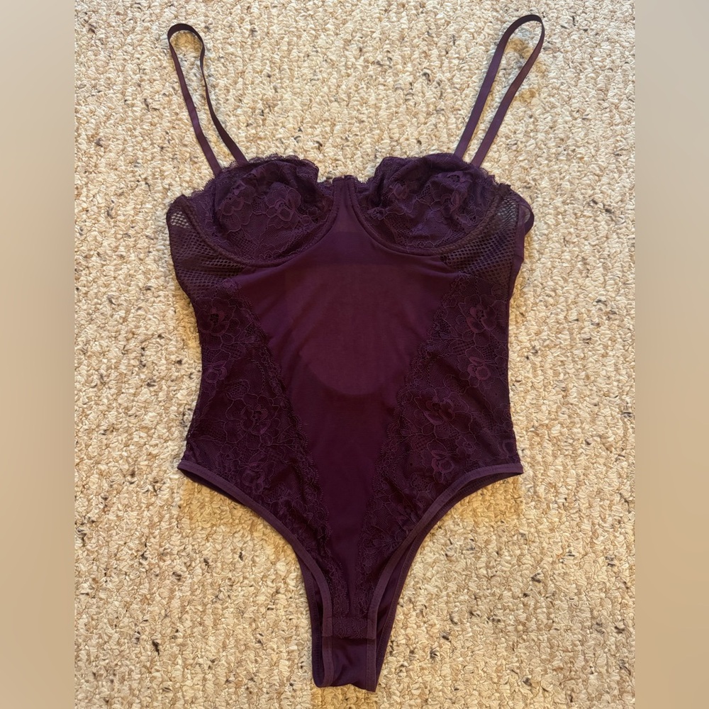 *3 for $9* Dark Purple Mesh & Lace Bodysuit